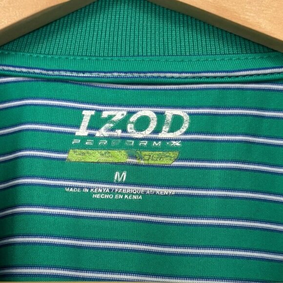 Izod Perform X Golf Polo Medium Green Stripe - Picture 4 of 6